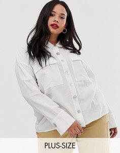 Рубашка с разными пуговицами и накладными карманами Neon Rose Plus-Белый