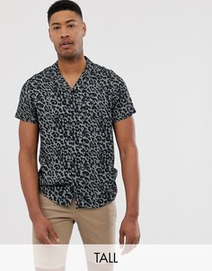 Рубашка с отложным воротником и леопардовым принтом Jacamo-Черный
