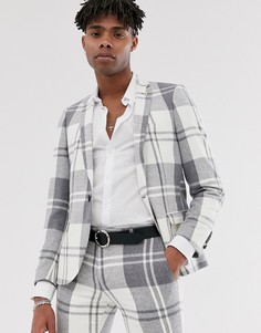 Супероблегающий пиджак в крупную серую клетку Twisted Tailor-Серый