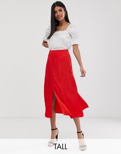 Жаккардовая юбка миди с пуговицами спереди Y.A.S Tall-Красный