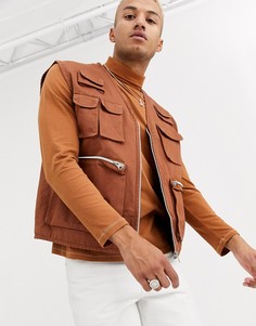 Светло-коричневый жилет в стиле милитари ASOS DESIGN