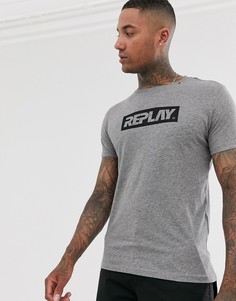 Серая футболка с логотипом Replay-Серый