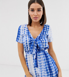 Ромпер с завязкой спереди и принтом тай-дай синего цвета Missguided-Мульти