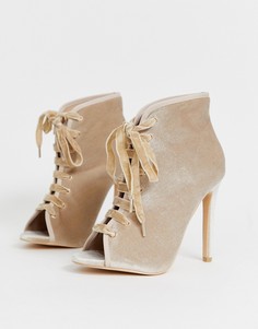 Ботильоны на каблуке и шнуровке Glamorous-Золотой
