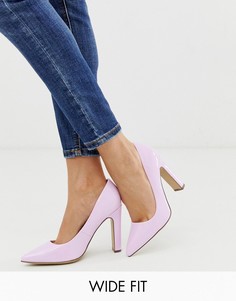 Сиреневые лакированные туфли-лодочки на блочном каблуке New Look-Фиолетовый