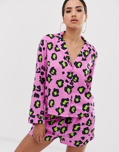 Пижамный комплект из 100% модала со звериным принтом ASOS DESIGN-Мульти