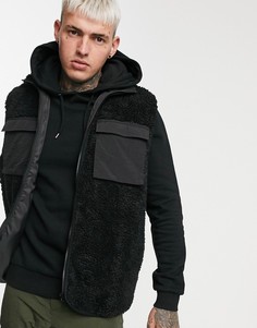 Черный жилет из искусственного меха ASOS DESIGN