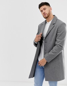 Полушерстяное светло-серое пальто ASOS DESIGN-Серый