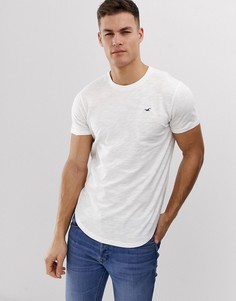 Белая футболка с закругленным краем и логотипом Hollister-Белый