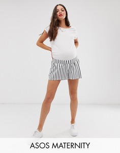 Белые шорты-кюлоты в темно-синюю полоску с посадкой под животом ASOS DESIGN Maternity-Мульти