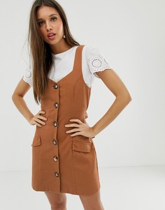 Джинсовый сарафан мини на пуговицах ASOS DESIGN-Красный