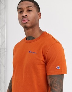 Оранжевая футболка с круглым вырезом и небольшой надписью Champion Reverse Weave-Светло-коричневый
