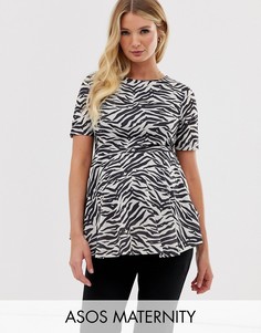 Свободный двухслойный топ с короткими рукавами ASOS DESIGN Maternity-Мульти