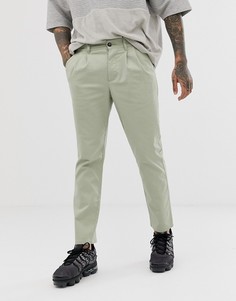 Светло-зеленые чиносы-сигаретки с защипами ASOS DESIGN-Зеленый