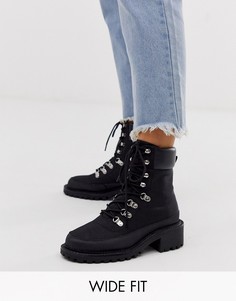 Черные походные ботинки для широкой стопы ASOS DESIGN Alix-Черный