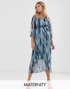 Платье миди с принтом Mamalicious-Мульти Mama.Licious