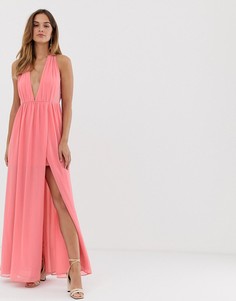 Платье макси с разрезом French Connection-Розовый