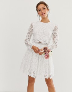 Кружевное свадебное платье мини ASOS EDITION-Белый