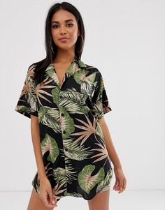 Пляжная oversize-рубашка с гавайским принтом ASOS DESIGN-Мульти