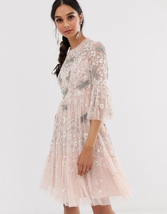 Розовое платье миди с отделкой Needle & Thread-Розовый