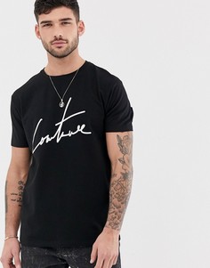 Черная футболка с фирменным логотипом The Couture Club-Черный