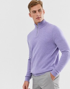 Джемпер лавандового цвета из овечьей шерсти с молнией ASOS DESIGN-Фиолетовый
