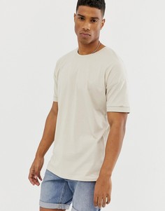 Oversize-футболка с заниженной линией плеч Selected Homme-Бежевый