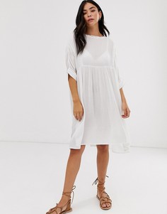 Пляжное платье мини с кружевной отделкой Pieces-Белый