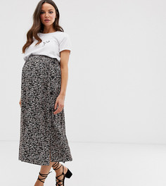 Юбка миди с пуговицами и монохромным цветочным принтом ASOS DESIGN Maternity-Мульти