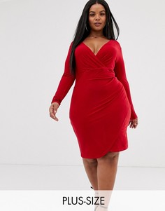 Красное асимметричное платье-футляр Koco & K Plus-Красный