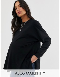Черный oversize-лонгслив ASOS DESIGN Maternity