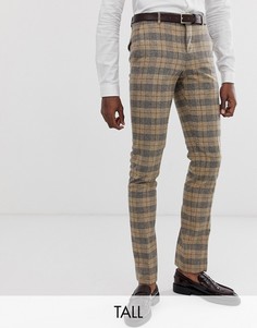 Супероблегающие брюки в классическую клетку Twisted Tailor-Светло-коричневый