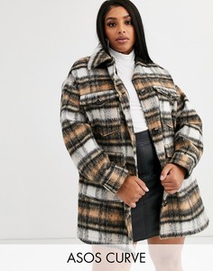 Куртка в клетку с начесом ASOS DESIGN Curve-Мульти