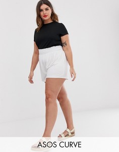 Шорты с присборенной талией ASOS DESIGN Curve-Белый