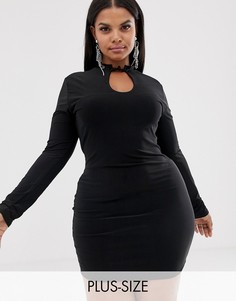 Облегающее платье с высоким воротом и вырезом New Girl Order Curve-Черный