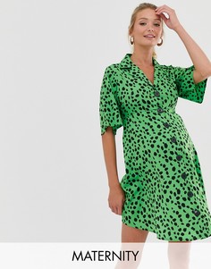 Платье-рубашка на пуговицах с принтом Influence Maternity-Зеленый