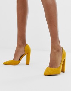Желтые туфли из искусственной замши на блочном каблуке Public Desire - Prinny-Желтый
