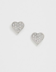 Серебристые серьги-гвоздики в форме сердца с отделкой паве Ted Baker-Серебряный