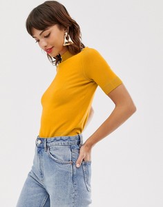Трикотажная футболка с пуговицами River Island-Желтый