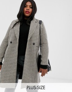 Строгое пальто в клетку Vero Moda Curve-Коричневый