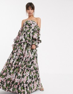 Платье макси с открытыми плечами и вышивкой ASOS EDITION-Мульти