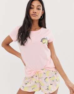 Розовые пижамные шорты с принтом лимонов Hunkemoller-Розовый
