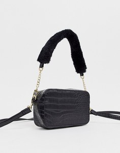 Черная сумка на плечо с тиснением под крокодиловую кожу Chateau-Черный