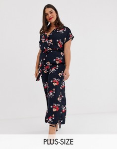 Комбинезон с запахом и цветочным принтом Vero Moda Curve-Мульти