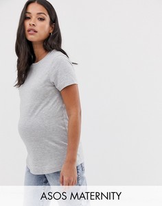 Серая меланжевая футболка с круглым вырезом ASOS DESIGN Maternity-Серый
