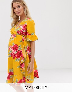 Платье с запахом и цветочным принтом Influence Maternity-Желтый