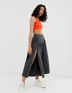 Кюлоты с эффектом кислотной стирки и разрезом спереди ASOS DESIGN-Серый