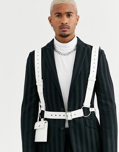 Белая сбруя-бандаж из искусственной кожи с сумкой ASOS DESIGN-Белый