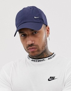 Темно-синяя кепка с металлическим логотипом-галочкой Nike-Темно-синий