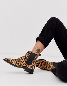 Кожаные ботинки челси с леопардовым узором ASOS DESIGN April-Мульти
